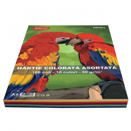 Hartie colorata - HARTIE COLORATA HR801 A4 100COLI 10CUL DACO 80G/MP