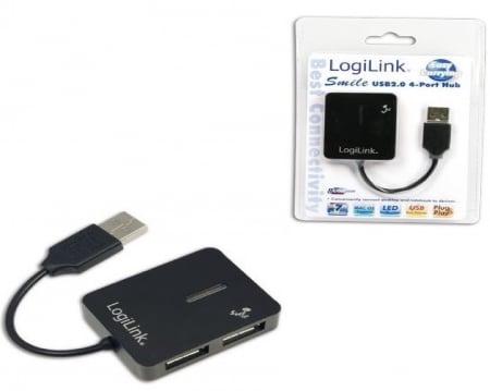 HUB USB - HUB extern LOGILINK, porturi USB: USB 2.0 x 4, conectare prin USB 2.0, cablu 0.05 m, negru, "UA0139" (