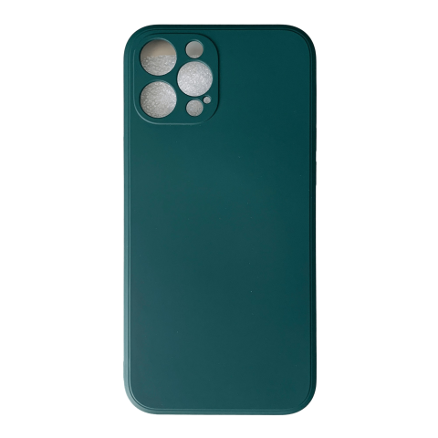 Huse telefoane - Husa din silicon cu protectie la camere si microfibra pe interior, compatibila cu iPhone 12 Pro Max / Verde inchis