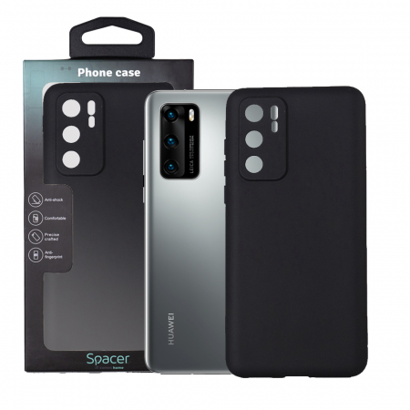 Telefoane & accesorii - Husa smartphone Spacer pentru Huawei P 40, grosime 1.5mm, material flexibil TPU, negru