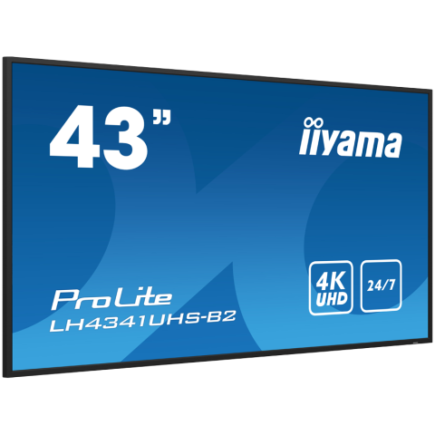 IIYAMA LFD LH4341UHS-B2 43" Professional Digital Signage display with 4K UHD resolution and 24/7 3840x2160 16:9 500cd 1200:1 8ms landscape, portrait [1]
