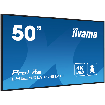 IIYAMA LFD LH5060UHS-B1AG 50" 4K UHD professional digital signage 3840x2160 16:9 500 cd/m² 1200:1 8ms Android 11 OS, iiSignage², FailOver, EShare landscape, portrait [1]