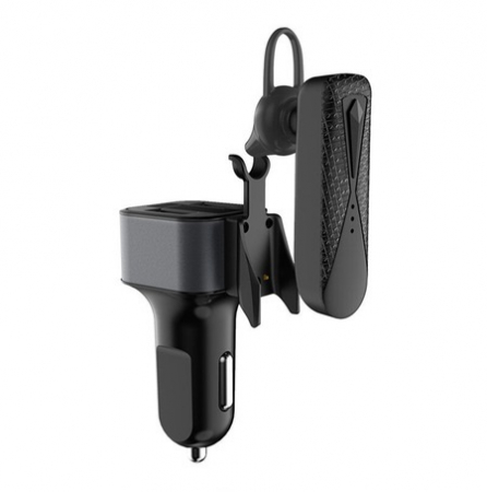 Auto & Moto - Incarcator Auto cu Casca Bluetooth Dudao R10, Dual USB, 3.4A - Negru
