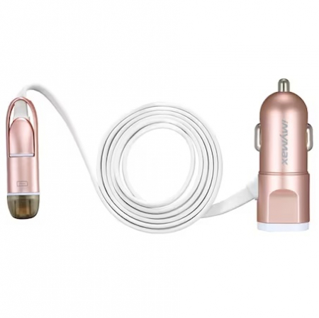 Auto & Moto - Incarcator Auto iMyMax, 2in1 Cablu Lightning/MicroUSB, 3.4 A, Rose-Gold