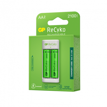 Baterii, acumulatori si incarcatoare - Incarcator GP Batteries, Recyko include 2 x 2100 mAh GPACSE211001