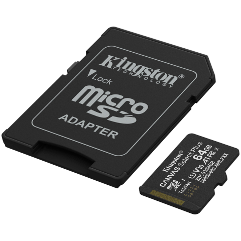Kingston 64GB microSDXC Canvas Select Plus Gen3 100MB/s A1 Card + Adapter [1]