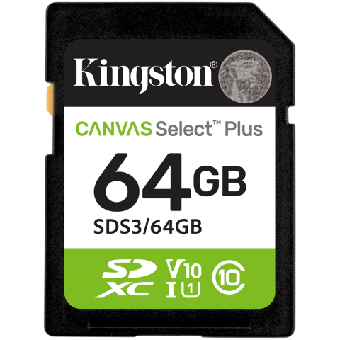 CARD MicroSD - Kingston 64GB SDXC Canvas Select Plus Gen3 100MB/s C10 UHS-I U1 V10