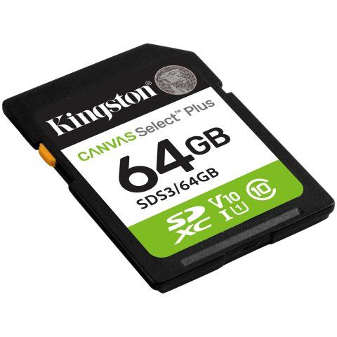 Kingston 64GB SDXC Canvas Select Plus Gen3 100MB/s C10 UHS-I U1 V10 [1]