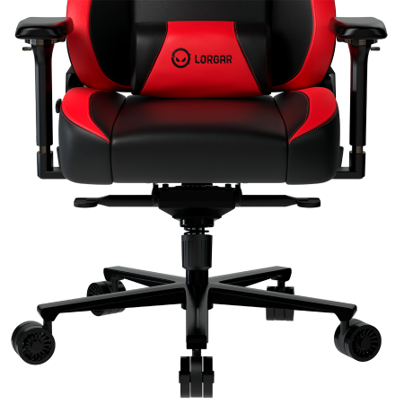 LORGAR Base 311, Gaming chair, PU eco-leather, 1.8 mm metal frame, multiblock mechanism, 4D armrests, 5 Star aluminium base, Class-4 gas lift, 75mm PU casters, Black + red [5]