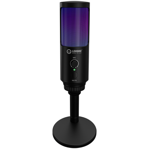 LORGAR SMP40, RGB Microphone with external mute button and metal stand, Black [5]