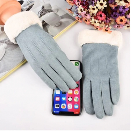 Manusi Touchscreen, Cu Blana, Winter Gloves, Albastru [3]