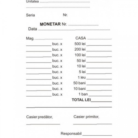 Formulare tipizate - MONETAR