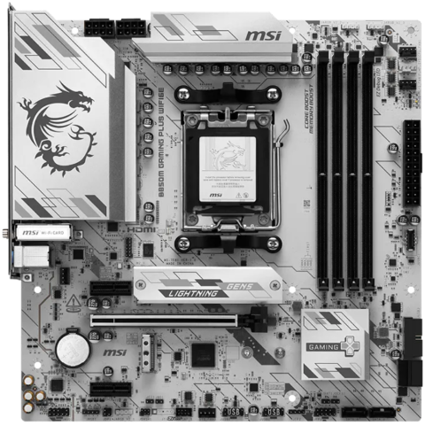 MSI B850M GAMING PLUS WIFI6E, mATX, Socket AM5, 4x DDR5 Dual Channel DDR5 up to 8200(OC)MHz, 1x PCIe x16 slot, 2x M.2 slot, 4x USB 5Gbps, 3x USB 10Gbps, 1x USB 10Gbps Type-C, HDMI, DP, 7.1 HD Audio, 2 [1]