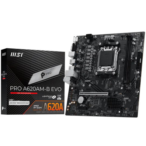 Placa de baza - MSI Mainboard Desktop PRO A620AM-B EVO (AM5, 2xDDR5, 1xHDMI, 1xVGA, 1xPCI-E x16 slot, 1xPCI-E x1 slot, 1xM.2, 2xSATA 6G, 2.5GLAN) mATX
