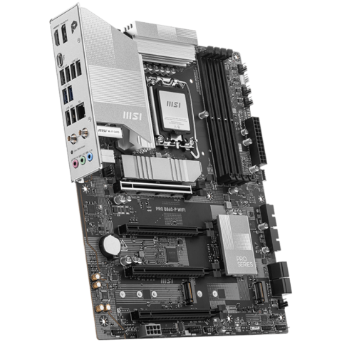 MSI PRO B860-P WIFI, ATX, LGA 1851, 4x DDR5 Dual Channel DDR5 up to 8600(OC)MHz, 4x PCIe x16 slot, 3x M.2 slot, 4x USB 2.0, 2x USB 5Gbps, 2x USB 10Gbps, 1x USB 40Gbps Type-C, HDMI, DP, 7.1 HD Audio, 5 [1]