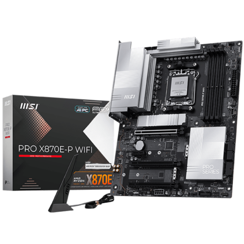Desktop PC & Componente - MSI PRO X870E-P WIFI, ATX, Socket AM5, 4x DDR5 Dual Channel DDR5 up to 8200(OC)MHz, 3x PCIe x16 slot, 3x M.2 slot, 4x USB 2.0, 2x USB 5Gbps, 2x USB 10Gbps, 1x 20Gbps Type-C, 1x 40Gbps Type-C, HDMI, 7.