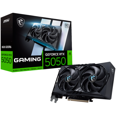 Cabluri - MSI Video Card NVIDIA GeForce RTX 5050 8G GAMING OC, 8GB GDDR6, 128-bit, 2647 MHz Boost, 2560 CUDA Cores, PCIe 5.0 (x8), 3x DP 2.1b, HDMI 2.1b, RAY TRACING, Dual Fan, 130W TDP, 8-pin PCIe Power, G-SYN
