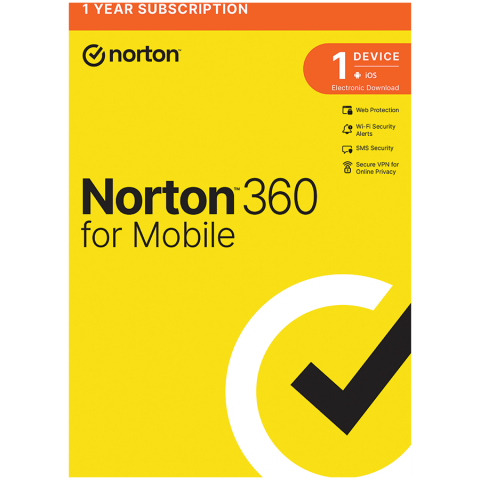 Software - Norton 360 Mobile 1 Device, 1 year, box