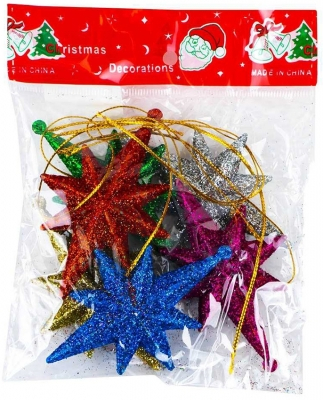 Ornament Craciun, model Stea, diverse culori, 6 buc/set [1]