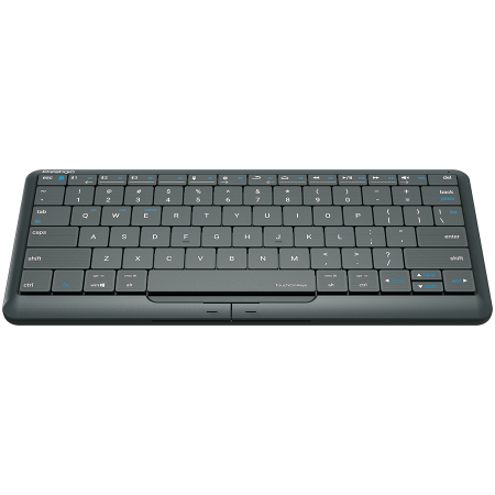 Prestigio Click&Touch 2, wireless multimedia smart keyboard with touchpad embedded into keys, auto-switch between keyboard and touchpad modes, touch multimedia sliders, left and right physical "mouse" [2]