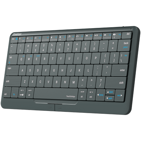 Prestigio Click&Touch 2, wireless multimedia smart keyboard with touchpad embedded into keys, auto-switch between keyboard and touchpad modes, touch multimedia sliders, left and right physical "mouse" [9]