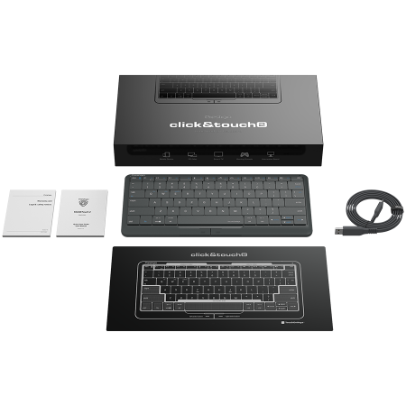 Prestigio Click&Touch 2, wireless multimedia smart keyboard with touchpad embedded into keys, auto-switch between keyboard and touchpad modes, touch multimedia sliders, left and right physical "mouse" [10]