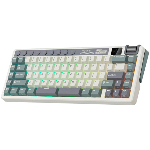 ROYAL KLUDGE RK M70 Cyan Purple Gaming Keyboard Cream switch [1]