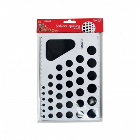 Articole creative - Sablon Quilling cu Cercuri DACO, 22x15 cm, Dimensiuni Diferite, Baza de Burete, Plastic, Alb