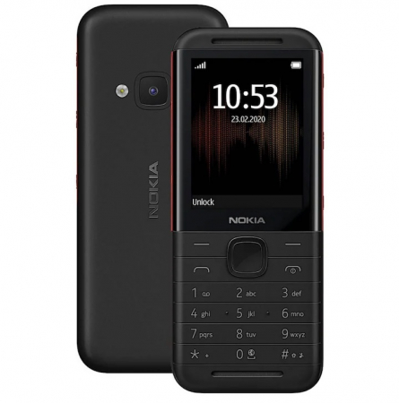 Telefoane Mobile - Telefon cu butoane, NOKIA, "5310" ecran 2.4 inch, dual sim, rez. camera 0.3 Mpix, memorie interna 16 MB, 2G, OEM, acumulator 1200 mAh, negru/ rosu