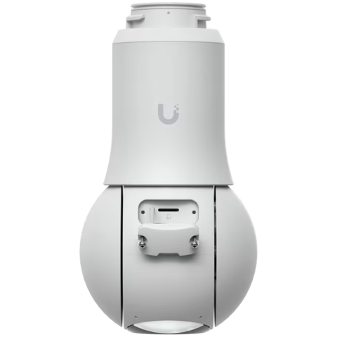 Ubiquiti UVC-G6-PTZ-W All-weather, 4K dual-lens camera with 10x hybrid zoom, 1/1.8" 8MP image sensor, Multi-TOPS AI Engine, and ultra-low latency pan-tilt-zoom control for motion tracking [4]