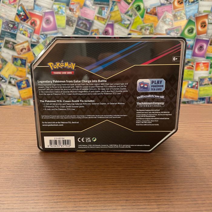 Set Cartonase Pokemon TCG Crown Zenith Tin Galarian Zapdos [4]