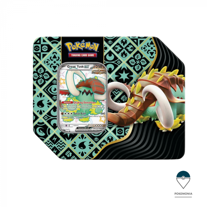Pokemon TCG Scarlet & Violet Paldean Fates Tin mare Great Tusk Pokemonia [7]