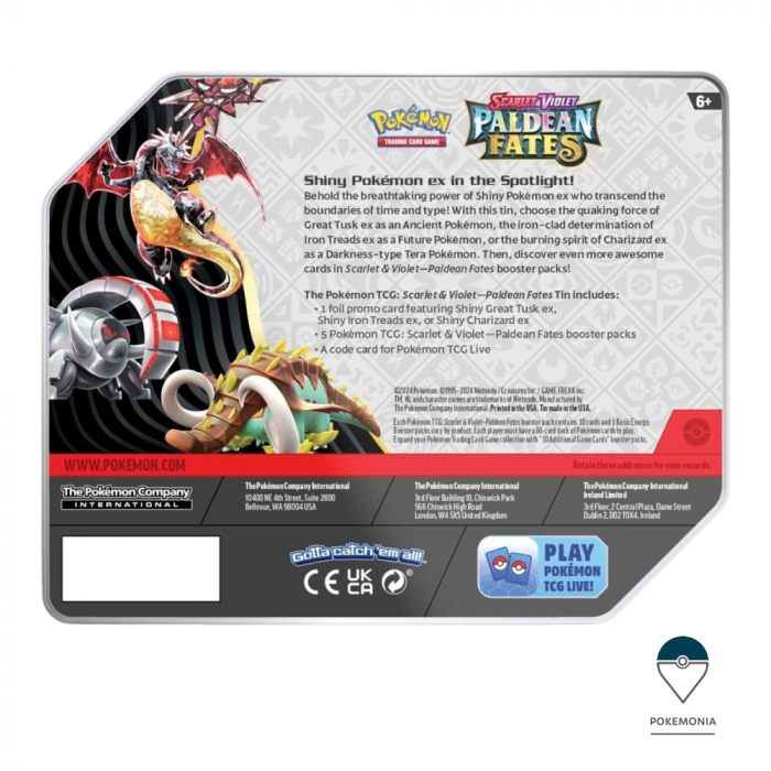 Pokemon TCG Scarlet & Violet Paldean Fates Tin mare Iron Treads Pokemonia [6]