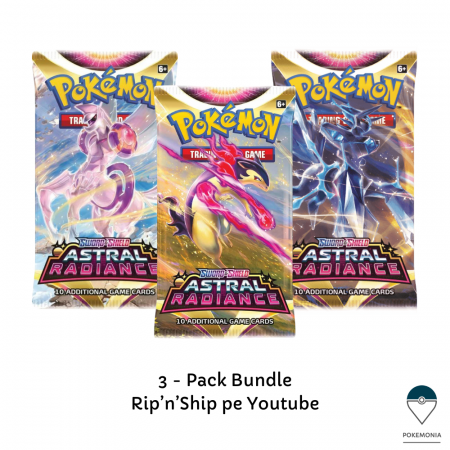 Box Break sau Rip'n'Ship in direct pe Youtube - Live Rip'n'Ship Pokemon TCG Astral Radiance Bundle 3 Pachete