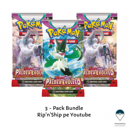 Box Break sau Rip'n'Ship in direct pe Youtube - Live Rip'n'Ship Pokemon TCG Paldea Evolved Bundle 3 Pachete