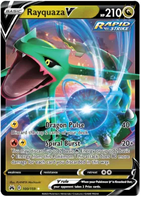 Pokemon Raw in English - Rayquaza V CRZ 100 - Carti Pokemon Crown Zenith in engleza