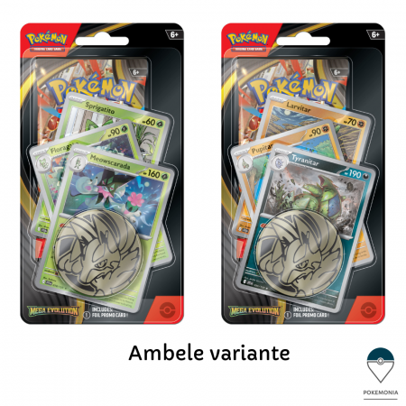 Pokemon TCG: Mega Evolution - Carti Pokemon Trading card game Mega Evolution premium checklane cu Meowscarada si Tyranitar