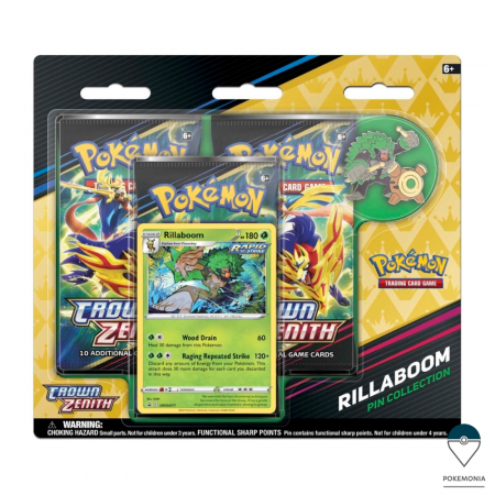 Pokemon TCG: Crown Zenith - Carti Pokemon TCG Sword & Shield Crown Zenith Rillaboom Pin Collection