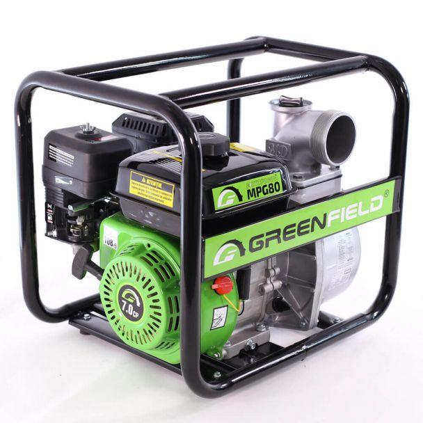 Motopompe - Motopompa 3" Greenfield MPG80, motor euro V, benzina, putere 7.0 CP, debit 63000 l/h, inaltime refulare 30 m