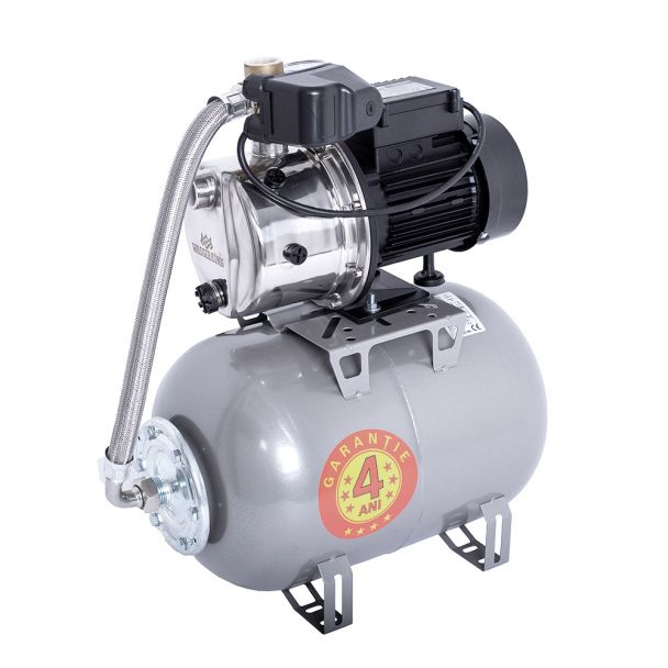 Hidrofor cu pompa autoamorsanta Wasserkonig IS506225, inox, putere 900 W, inaltime refulare 50 m, debit 3720 l/h, vas de expansiune 24 litri [1]