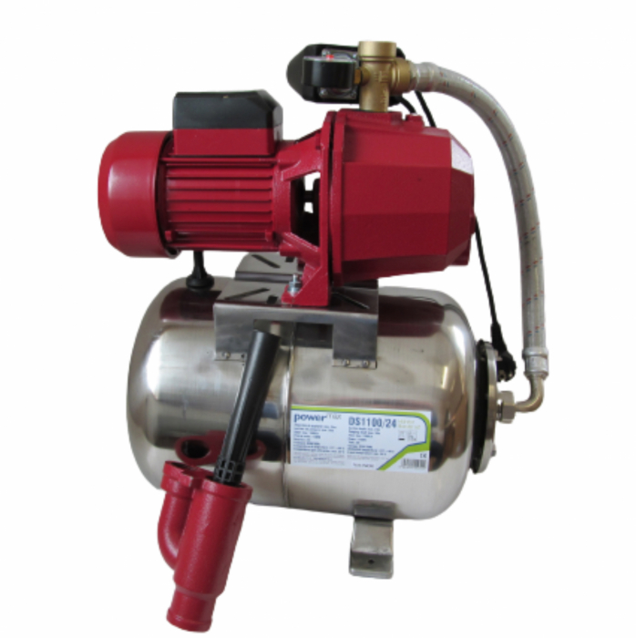 Hidrofor Deep Suction Booster Set cu pompa automorsanta de mare adancime Tricomserv powerMAX DS1100/24, debit maxim 50 L/min, corp fonta, vas expansiune 24 L INOX, adancime absortie 24 m, inaltime ref [4]
