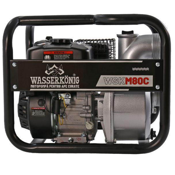 Motopompa 3" Wasserkonig WSKM80C, maxim 55 m³/ora , inaltime refulare max 30 m, motor euro V, benzina, putere 7 CP [2]