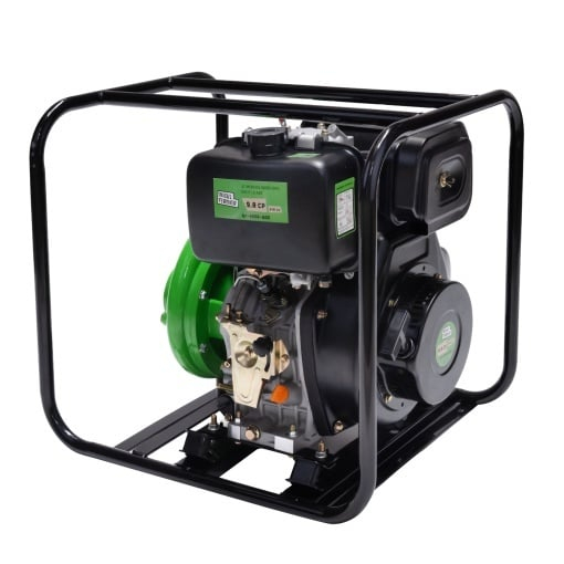 PACHET-Motopompa Micul Fermier pentru apa, diesel, 3 toli, 9,8 Cp, debit 45 mc/h, de presiune inalta, 4 timpi + Furtun pompier 3" 20m 8bar fara capete ROSU [10]