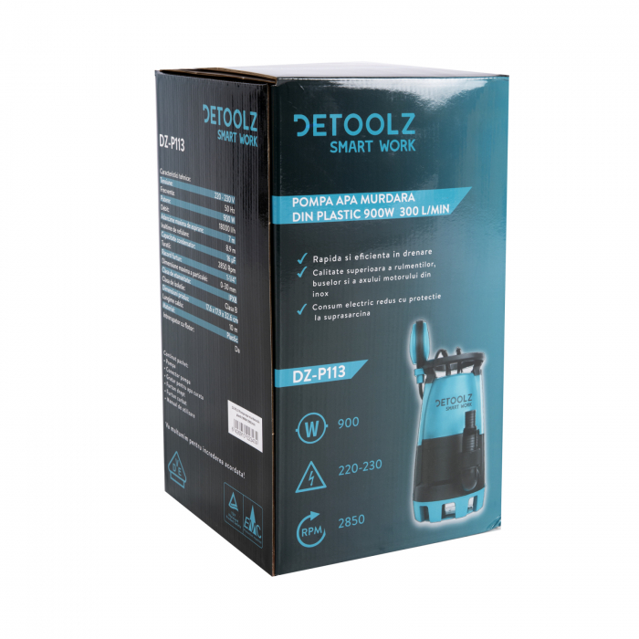 Pompa apa murdara din plastic 900W 300l/min, DZ-P113 DETOOLZ [6]