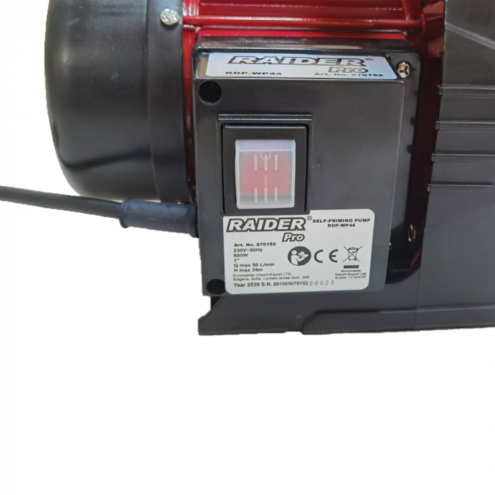 Pompa cu autoamorsare 600W 1"max 50L/min 35m cu filtru RD-WP44 [5]