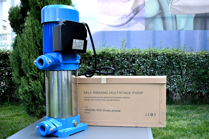 Pompă multietajată autoamorsantă verticală trifazată Gmax HMC90-7SV, 2 HP, 5,4 m³/h, aspiratie de la 8 m, Hmax 82 m, presiune 8,2 bar, 1 tol [8]