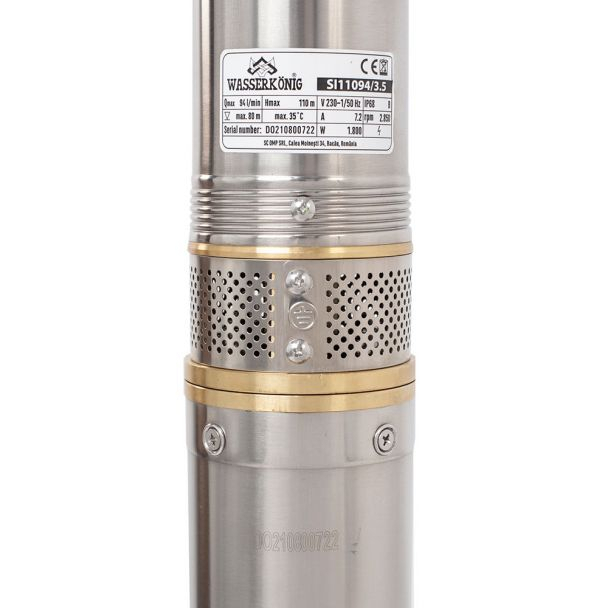 Pompa submersibila centrifugala multietajata Wasserkonig SI11094/3.5, diametru 3.5", putere 1800 W, debit 5640 l/h, inaltime refulare 110 m [4]