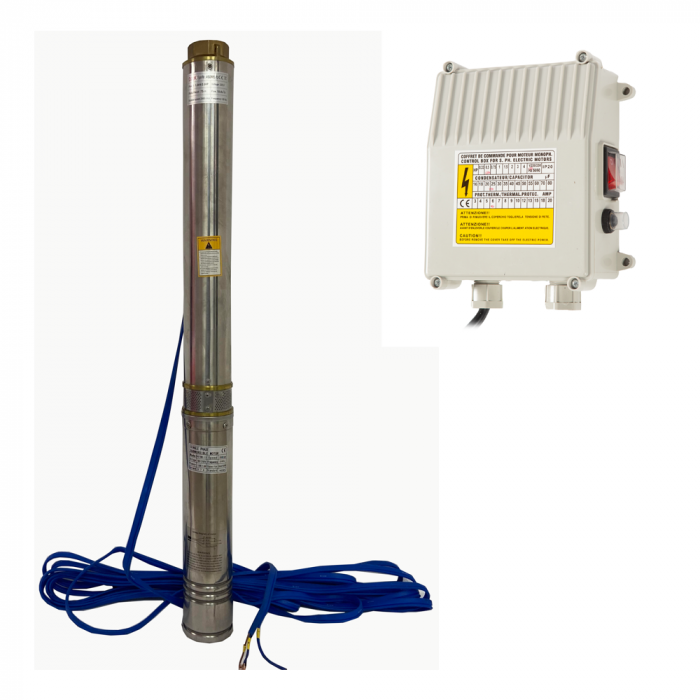 Pompa Submersibila cu Turbina DRK, Model 4SDM8-13, 13 turbine, refulare 75 m, putere 1.5 kW/ 2HP, debit 10 m³/h [1]