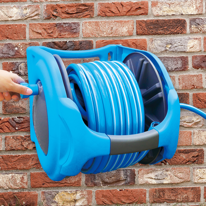 Tambur furtun Aquacraft 25 m, 1/2”, montare perete sau sol, cu pistol stropire 4 jeturi [3]