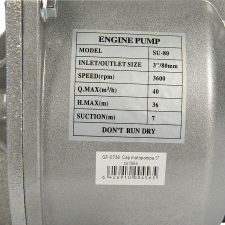 Cap de motopompa 3 toli cu fulie pentru motor [6]